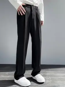 StyleCast x Revolte Men Solid Regular Fit Pleated Regular Trousers