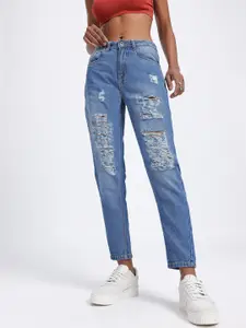 glitchez Women Distressed Mom Fit Jeans