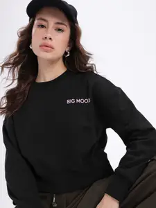 glitchez Relaxed Cotton Terry Crop Sweatshirt