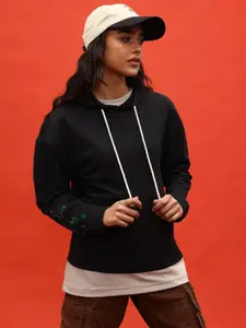 glitchez Drop-Shoulder Sleeves Hooded Sweatshirt