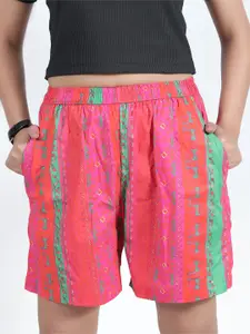 GAB Women Floral Printed High-Rise Cotton Shorts