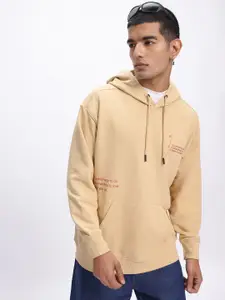 glitchez Typography Printed Oversized Hooded Sweatshirt