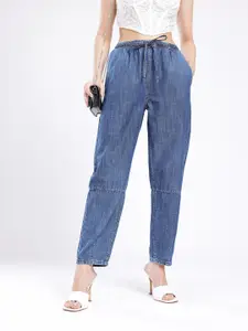 glitchez Women Panelled High-Rise Light Fade Jogger Jeans