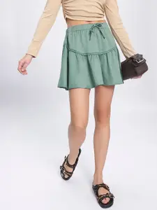 glitchez Crinkle Mini Flared Skirt