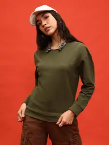 glitchez Relaxed Drop-Shoulder Sleeves Lycra Terry Sweatshirt