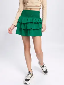 glitchez Ruffled Layered Flared Mini Skirt