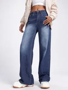 glitchez Women Light Fade Wide Leg Jeans