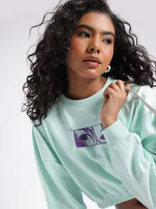 glitchez Printed Boxy Crop Sweatshirt