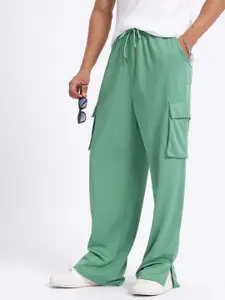 glitchez Men Relaxed Drip Cargo Hem Slit Track Pants