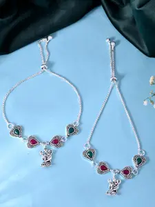 Sangria Silver-Plated Artificial Stones Anklet