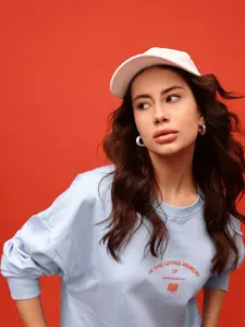 glitchez Printed Cotton Terry Oversized Sweatshirt