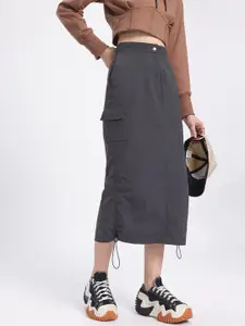 glitchez Cargo Style Parachute Midi Skirt