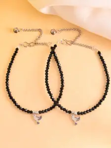 Sangria Silver-Plated Artificial Beads Anklet