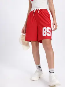 glitchez Women Printed Mid-Rise Relaxed Fit Shorts