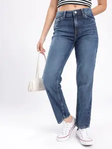 glitchez Women Straight Fit Heavy Fade Jeans