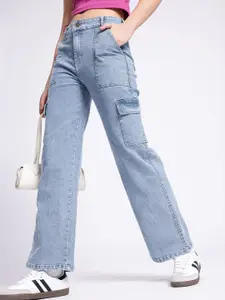 glitchez Women Straight Cargo Fit Stretchable Jeans