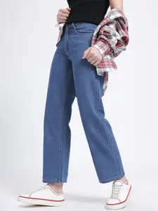 glitchez Women Mid-Rise Cropped Straight Fit Jeans