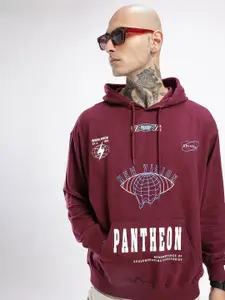 glitchez Printed Cotton Terry Oversized Hooded Sweatshirt