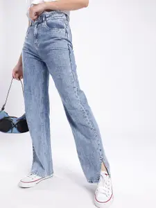 glitchez Women Straight Fit High-Rise Heavy Fade Jeans