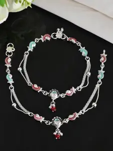 Sangria Silver-Plated Artificial Stones Anklet