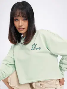 glitchez Printed Cotton Terry Boxy Pullover Sweatshirt