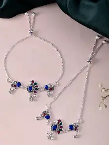 Sangria Silver-Plated Artificial Stones and Beads Anklet