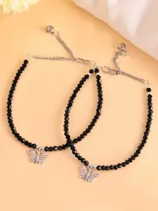 Sangria Silver-Plated Artificial Beads Anklet