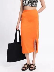 glitchez Women Slip-On Relaxed Slit Skirt