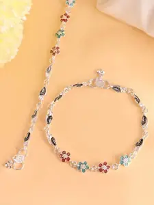 Sangria Silver-Plated Artificial Beads Anklet