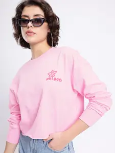 glitchez Printed Cotton Terry Boxy Pullover Sweatshirt