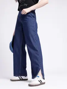 glitchez Women Straight Fit High-Rise Jeans With Slits