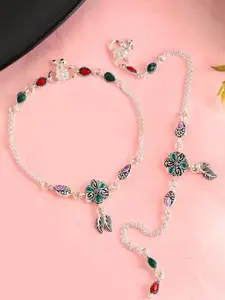 Sangria Silver-Plated Artificial Stones Anklet
