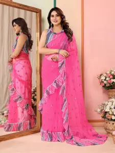 Anouk Floral Print Embillished Poly Georgette Saree
