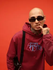 glitchez Printed Cotton Terry Hooded Oversized Sweatshirts