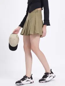 glitchez Box Pleated Mini A-Line Skirt