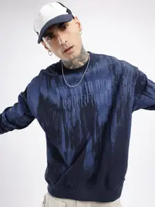 glitchez Printed Cotton Terry Oversized Sweatshirt