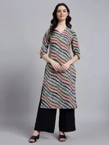 Anouk Rustic Striped V-Neck Straight Kurta