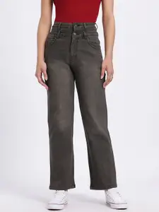 glitchez Women Wide Waistband Straight Fit Jeans