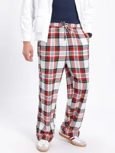 glitchez Men Mid-Rise Pure Cotton Wide Leg Track Pants