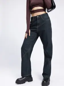 glitchez Women Panelled Straight High-Rise Jeans