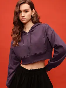 glitchez Hooded Boxy Crop Sweatshirt