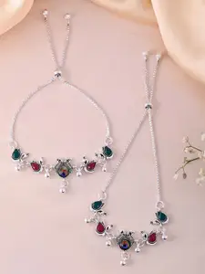 Sangria Silver-Plated Artificial Stones Anklet