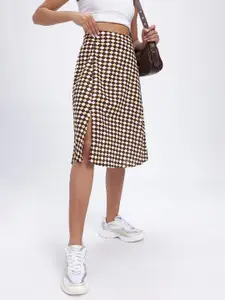 glitchez Printed Side Slit A-Line Skirt