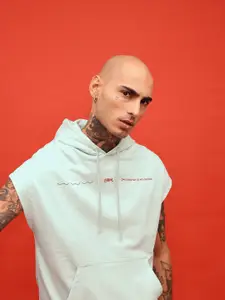 glitchez Cotton Terry Oversized Hooded Short Sleeve Sweatshirt