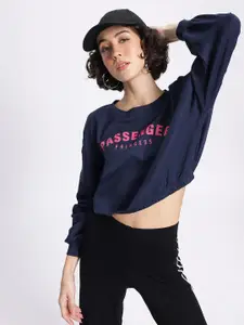 glitchez Printed Drop-Shoulder Crop Sweatshirt