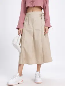 glitchez Pure Cotton Midi Wrap Skirt with Tie-Ups