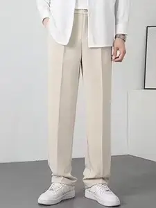 StyleCast x Revolte Men Solid Regular Fit Mid-Rise Trousers