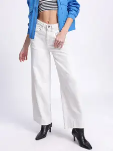 glitchez Women Pure Cotton Light Shade Straight Fit Jeans