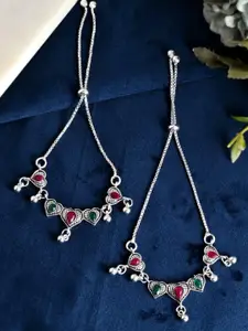 Sangria Silver-Plated Artificial Beads Anklet
