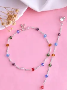 Sangria Silver-Plated Artificial Beads Anklet
